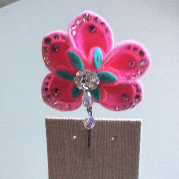 Accessories - Tarina Tarantino Pink Swarovski Crystal Flower Bobby Pin